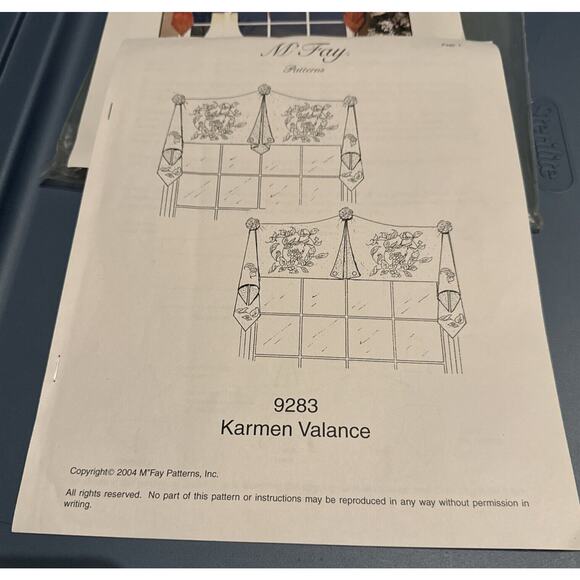 M'fay Pattern 9283 Karmen Valance Professional Window Treatment Pattern UNCUT - Picture 4 of 5